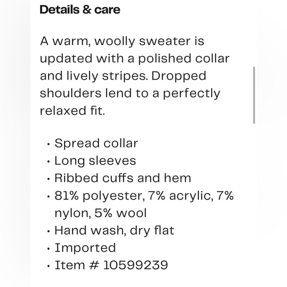 Steve Madden Navy and White Designer Collar Striped Sweater Women’s Medium - Picture 15 of 15